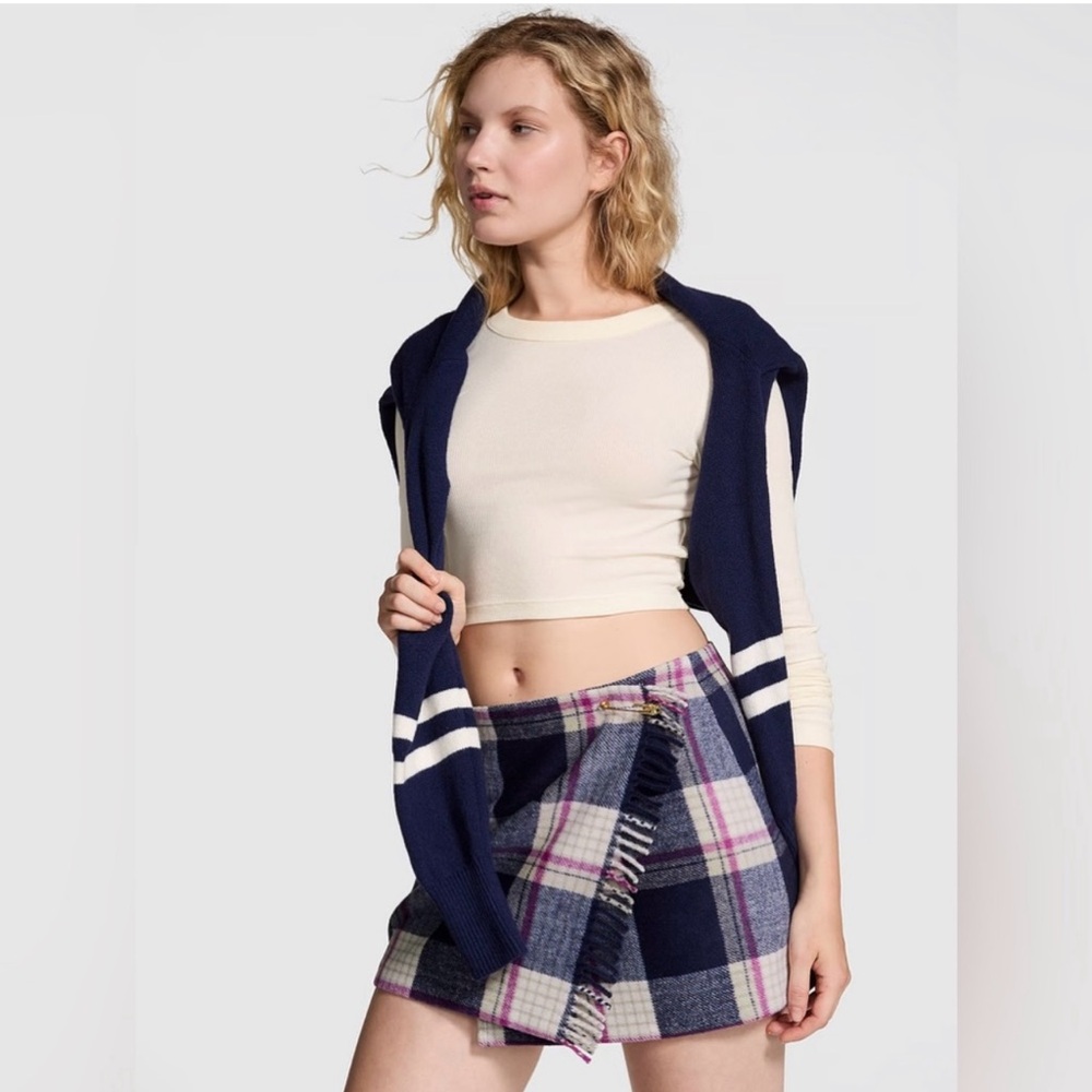 PINK Victoria's Secret Plaid Mini Skirt - Blue and purple